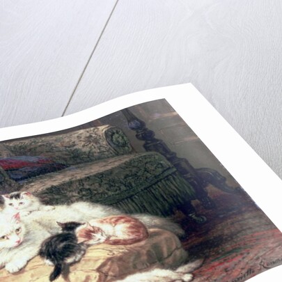 Cat with her Kittens on a Cushion by Henriette Ronner-Knip