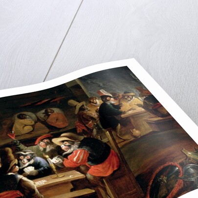 Monkeys in a Tavern, detail of the card game by Ferdinand van Kessel