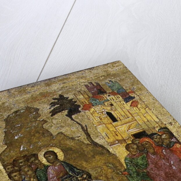 The Entry into Jerusalem, Russian icon from the iconostasis in the Cathedral of St. Sophia, Novgorod School, 14th century by Anonymous