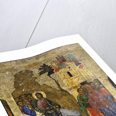 The Entry into Jerusalem, Russian icon from the iconostasis in the Cathedral of St. Sophia, Novgorod School, 14th century by Anonymous