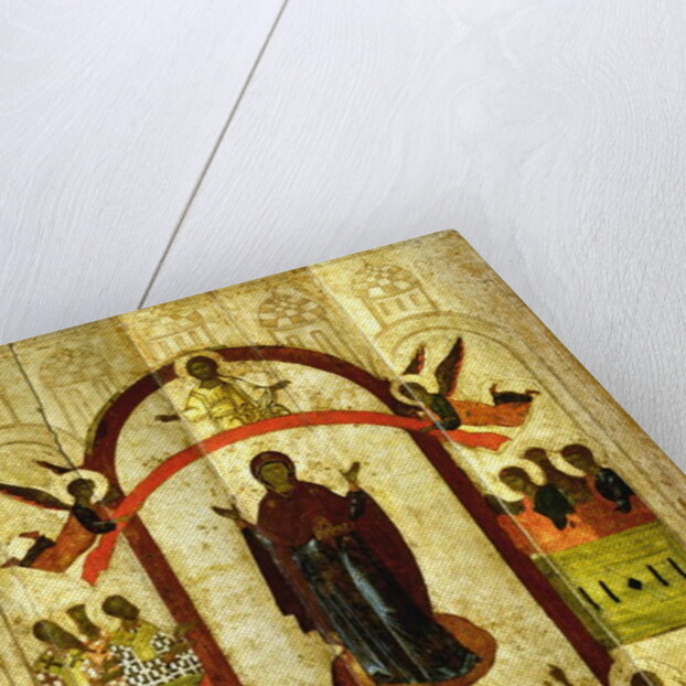 The Protection of the Theotokos Russian icon from the Zverin Monastery, 1399 by Novgorod School