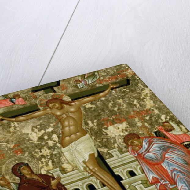 The Crucifixion of Our Lord, Russian icon from the Cathedral of St. Sophia, Novgorod School, 15th century by Anonymous