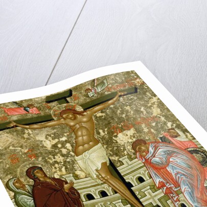 The Crucifixion of Our Lord, Russian icon from the Cathedral of St. Sophia, Novgorod School, 15th century by Anonymous