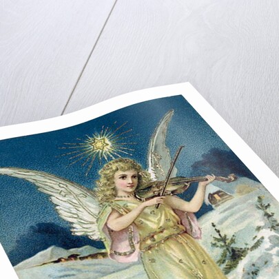 Angel with Violin, Victorian postcard by Anonymous