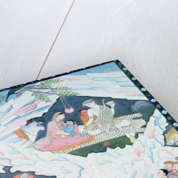 The Holy Family of Shiva and Parvati on Mount Kailash by School Indian