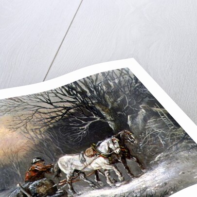 Timber Sledge in Winter, 19th century by German School