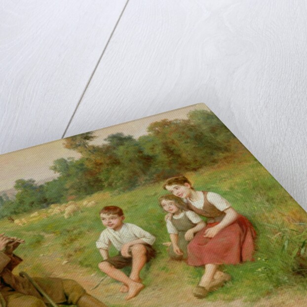Children Listen to a Shepherd Playing a Flute by J. Alsina