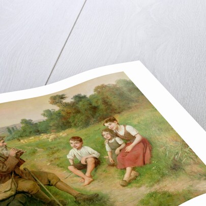 Children Listen to a Shepherd Playing a Flute by J. Alsina