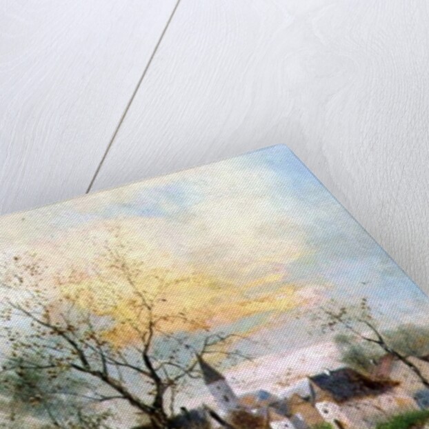 A Shepherdess Leads Her Flock into the Village by Lothar Michael Burger