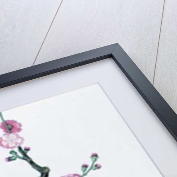 Lesser Lemon Crested Cockatoo, perched on a sprig of flowering Japonica, Ch'ien-lung period by Qing Dynasty Chinese School