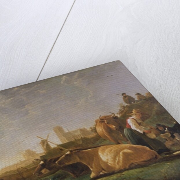 A Distant View of Dordrecht with Sleeping Herdsman and Five Cows, c.1650-52 by Aelbert Cuyp