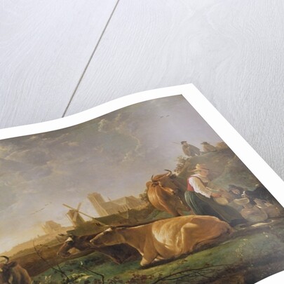 A Distant View of Dordrecht with Sleeping Herdsman and Five Cows, c.1650-52 by Aelbert Cuyp