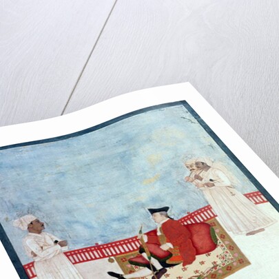 A European Seated on a Terrace with Attendants, c.1760-63 by Dip Chand