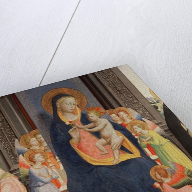 Detail from the Politico Di San Domenico showing the Virgin and Child enthroned with Eight angels, c.1422 by Fra (c.1387-1455) Angelico
