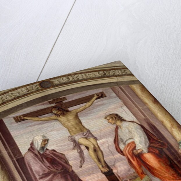 The Crucifixion of Christ. Inscription '' INRI '' on the cross by Giovanni Antonio Sogliani