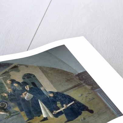 St. Benedict Lifting the Fallen Rock, detail from the fresco cycle of the Life of St. Benedict from the Chiostro degli Aranci c.1430's by Giovanni di Consalvo