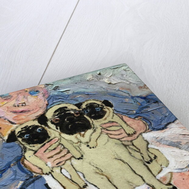 Pug pups with their Mother by Brenda Brin Booker