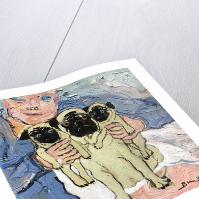 Pug pups with their Mother by Brenda Brin Booker