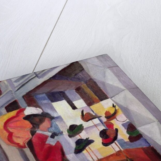 Woman with Umbrella in Front of a Hat Shop, 1914 by August Macke