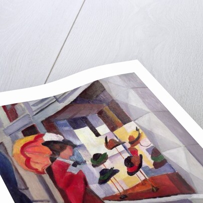 Woman with Umbrella in Front of a Hat Shop, 1914 by August Macke