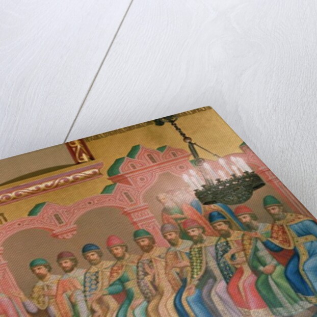 St. Vladimir, Grand Duke of Kiev and his Sons, mural by Palekh masters in the Faceted Chamber, 1882 by School Russian