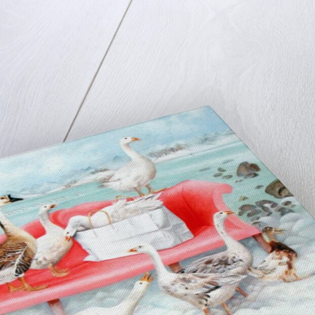 Geese on Pink Sofa, 2000 by E.B. Watts