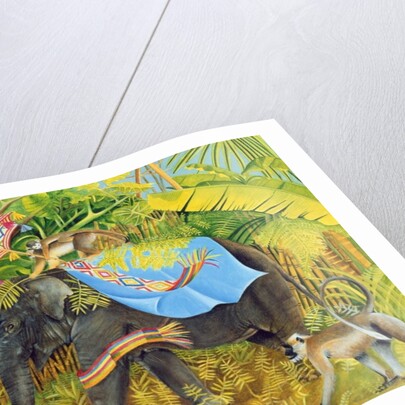 Elephant with Monkeys and Parasol, 2005 by E.B. Watts