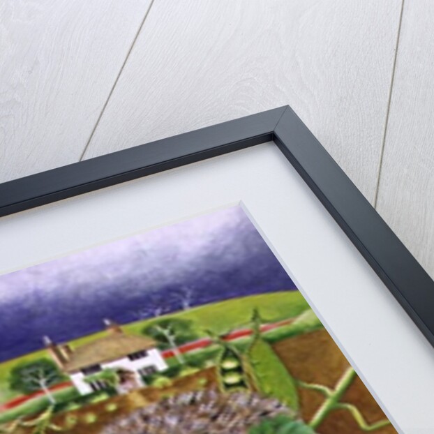 Hedgehogs with Peas beside a Poppy field at night, 1994 by E.B. Watts