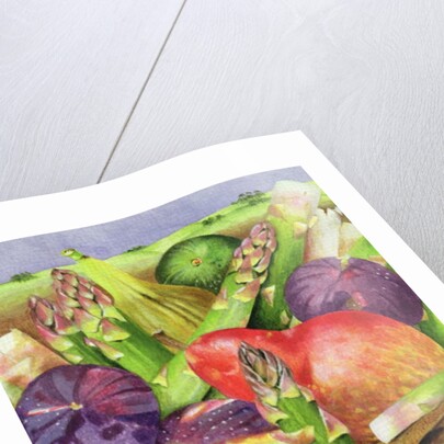 Red Pear with Figs and Asparagus, 1996 by E.B. Watts