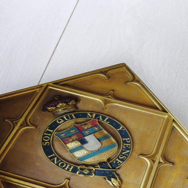 The Manners' arms impaled with those of the Sutton family on the Library ceiling by English School