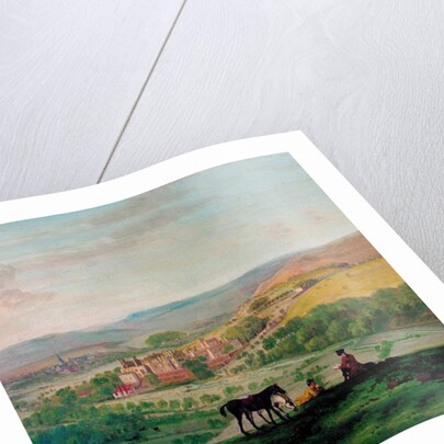 An 18th Century view of Haddon Hall with the village of Bakewell in the background by John Raphael Smith