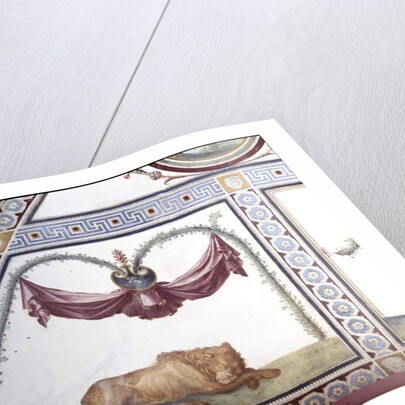 The 'Camera con fregio di Amorini' detail of a sleeping lion, 1520s by Giulio Romano