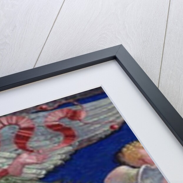 Frieze from the 'Camera con Fregio di Amorini' detail of an angel in a golden dress with spread wings, 1520s by Giulio Romano