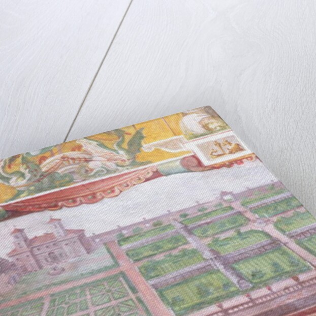 The 'Studiolo' of Francesco de'Medici detail of the vault decoration depicting a plan of the villa and it's gardens, 1564-75 by Nanni di B. Bigio & Bartolomeo Ammannati (1511-92)