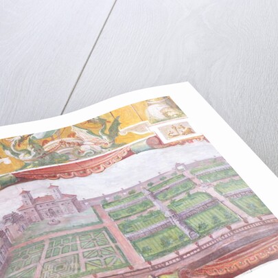 The 'Studiolo' of Francesco de'Medici detail of the vault decoration depicting a plan of the villa and it's gardens, 1564-75 by Nanni di B. Bigio & Bartolomeo Ammannati (1511-92)