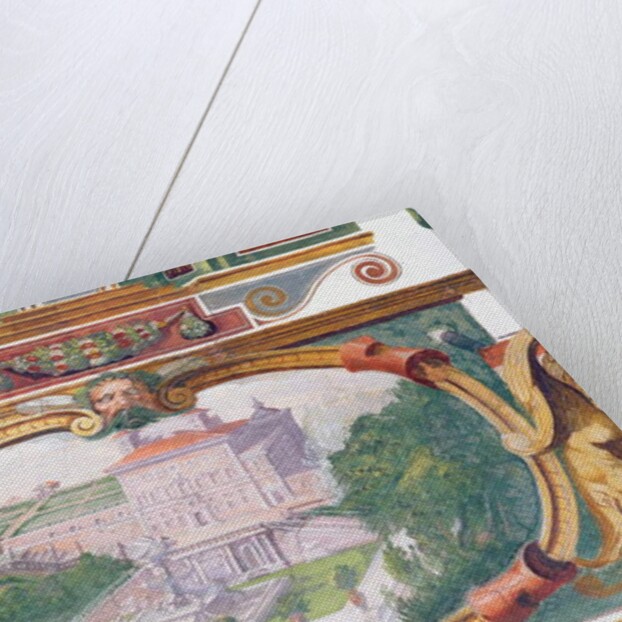 The 'Studiolo' of Francesco de'Medici detail of the frieze decoration depicting one of the Medici villas, it's garden and fountain, 1564-75 by Nanni di B. Bigio & Bartolomeo Ammannati (1511-92)