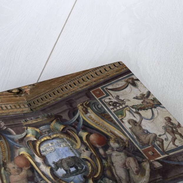 The 'Sala del Granduca di Toscana' detail of the frieze depicting the signs of the zodiac, the rhinoceros, 1564-75 by Nanni di B. Bigio & Bartolomeo Ammannati