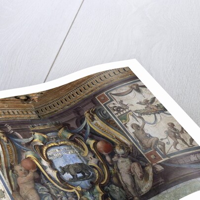 The 'Sala del Granduca di Toscana' detail of the frieze depicting the signs of the zodiac, the rhinoceros, 1564-75 by Nanni di B. Bigio & Bartolomeo Ammannati