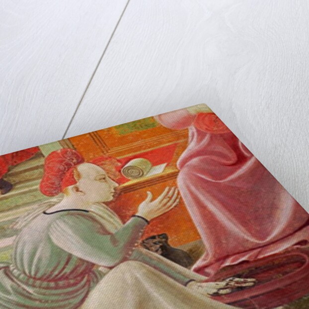 The Birth of the Virgin, detail of a seated maid servant by Paolo Uccello