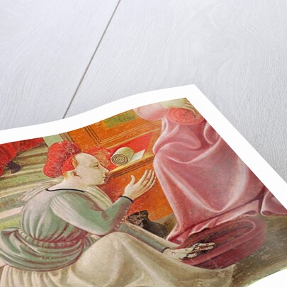 The Birth of the Virgin, detail of a seated maid servant by Paolo Uccello