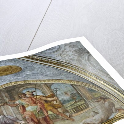 Lunette depicting the Sorceress Circe Offering Ulysses a Bowl of Poisoned Soup and Mercury Adding a Herbal Antidote by Annibale Carracci