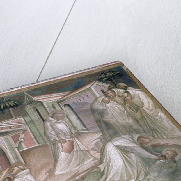 Maurus Saves Placidus, detail the Life of Saint Benedict, in the Sacristy, 1387 by Aretino Luca Spinello or Spinelli