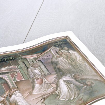 Maurus Saves Placidus, detail the Life of Saint Benedict, in the Sacristy, 1387 by Aretino Luca Spinello or Spinelli