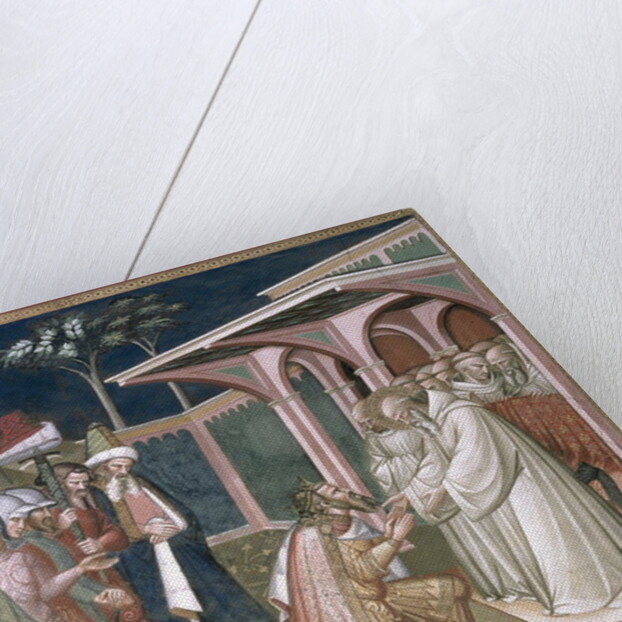 The Saint Prophesizes to Totila King of the Goths, detail from the Life of Saint Benedict, in the Sacristy, 1387 by Aretino Luca Spinello or Spinelli