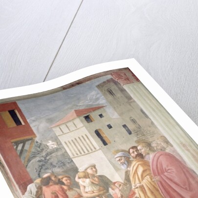 St. Peter Distributing the Common Goods of the Church and the Death of Ananias, c.1427 by Tommaso Masaccio