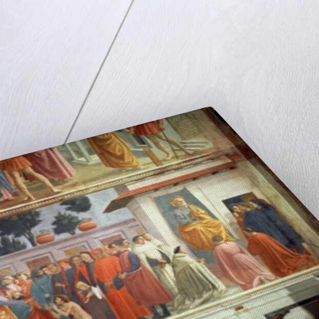 The Raising of the Son of Theophilus, the King of Antioch, and St. Peter Enthroned as First Bishop of Antioch, c.1427 and c.1480 by T. & Lippi F. (1457/8-1504) Masaccio