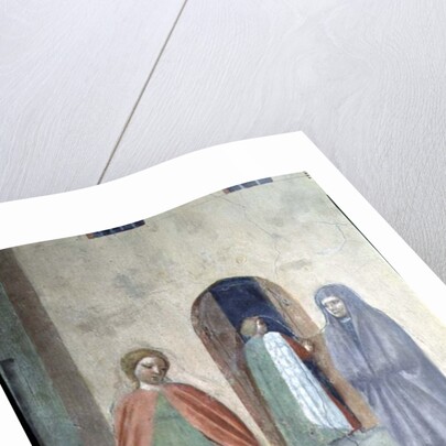 St. Peter Healing a Cripple and the Raising of Tabitha: detail of distant figures: nun and mother and child, c.1427 by Tommaso Masolino da Panicale