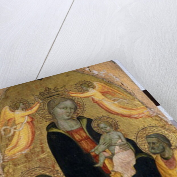 Enthroned Madonna and Child being crowned by two Angels, John the Baptist and the Apostle Peter, c.1410-20 by Baldese Pseudo