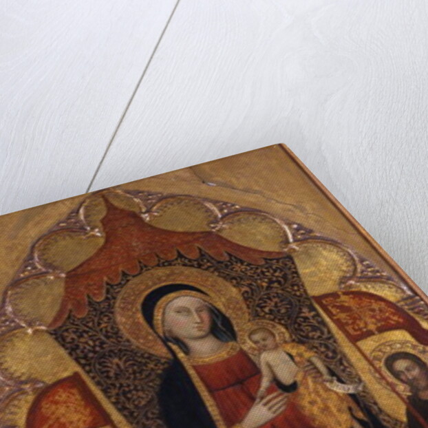 Enthroned Madonna and Child with the Apostle Jacob the Elder and St. Ranieri, c.1410-20 by Turino Vanni