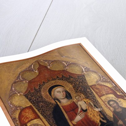 Enthroned Madonna and Child with the Apostle Jacob the Elder and St. Ranieri, c.1410-20 by Turino Vanni